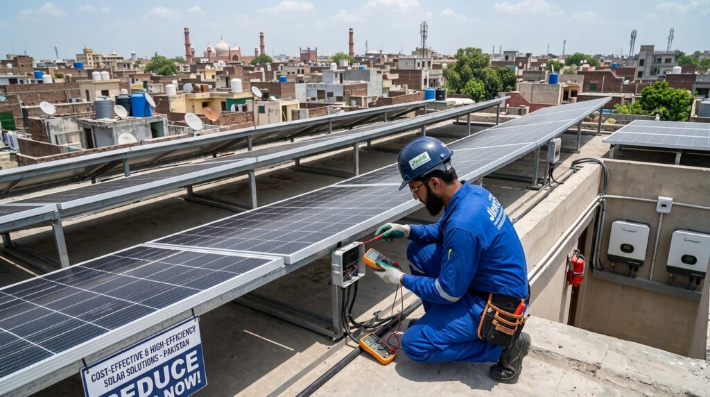 Solar plates on rooftop Pakistan 202606020758